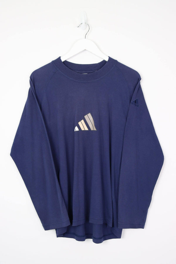Vintage Adidas Center Logo T-Shirt S - Blue - ENDKICKS