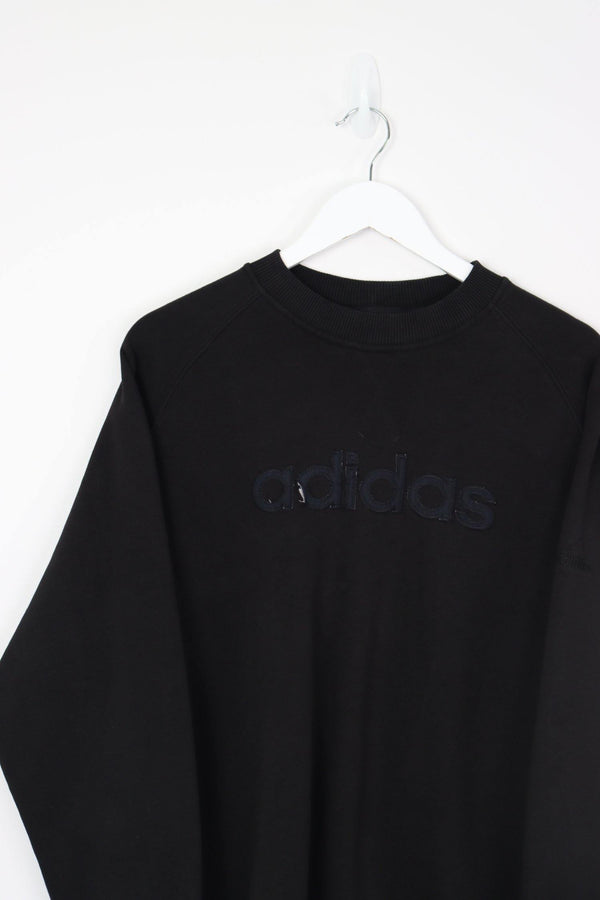 Vintage Adidas Spellout Logo Sweatshirt S - Black - ENDKICKS