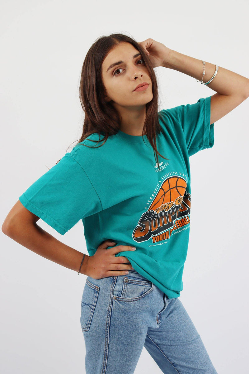 Vintage Basketball T-Shirt L - Blue - ENDKICKS