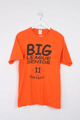 Vintage Big League Softball T-Shirt M - Orange - ENDKICKS