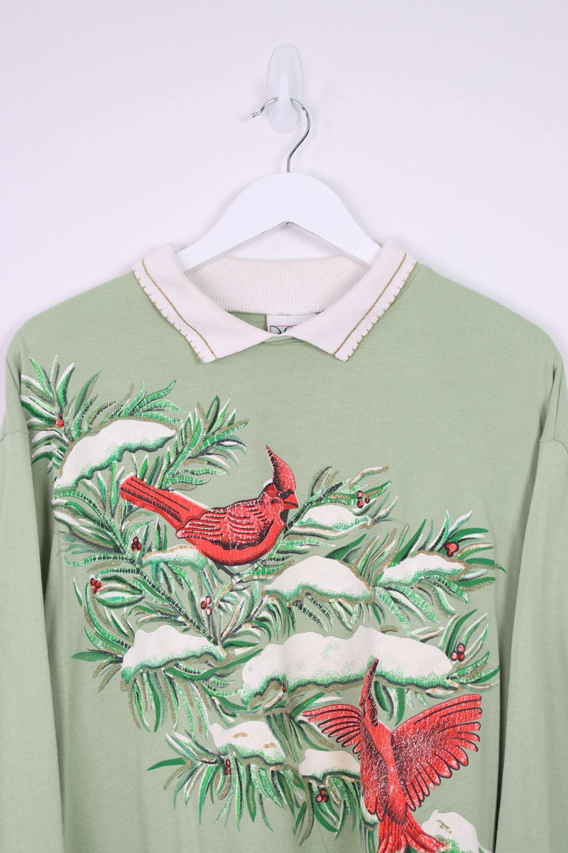 Vintage Birds Logo Sweatshirt (W) L - Green - ENDKICKS