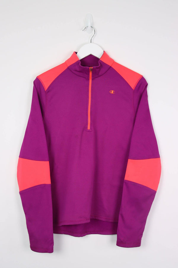 Vintage Champion 1/4 Zip Sweatshirt (W) L - Purple - ENDKICKS