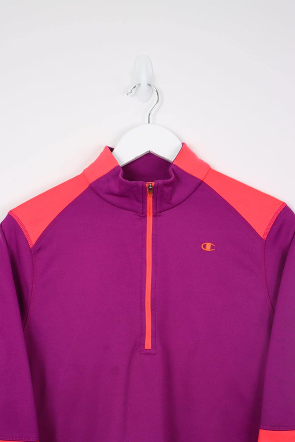 Vintage Champion 1/4 Zip Sweatshirt (W) L - Purple - ENDKICKS