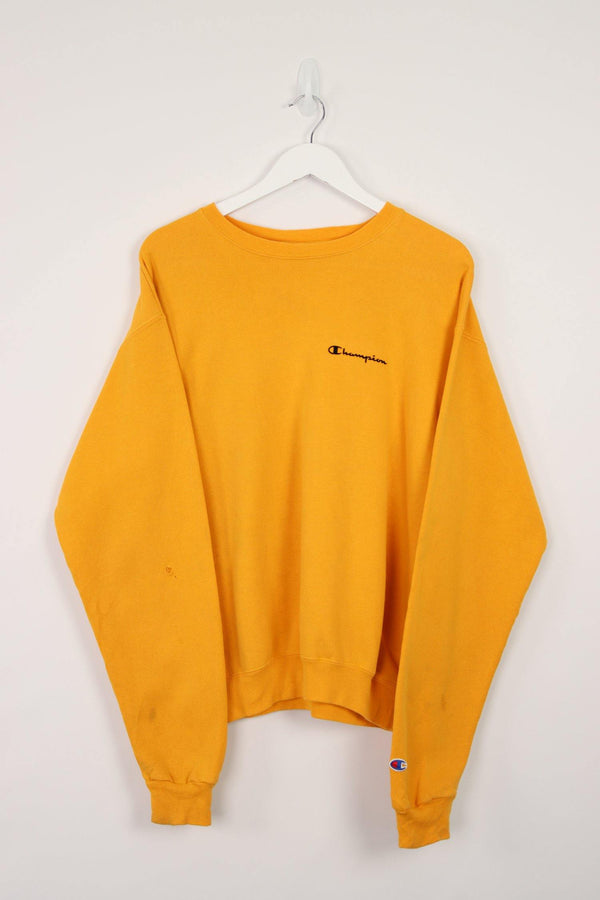 Vintage Champion Logo Sweatshirt M - Yellow - ENDKICKS