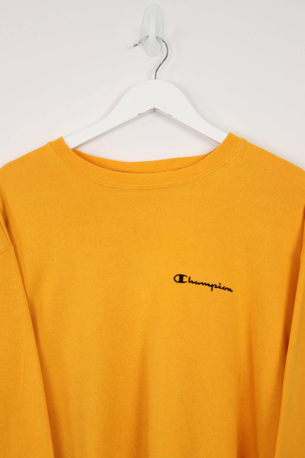 Vintage Champion Logo Sweatshirt M - Yellow - ENDKICKS