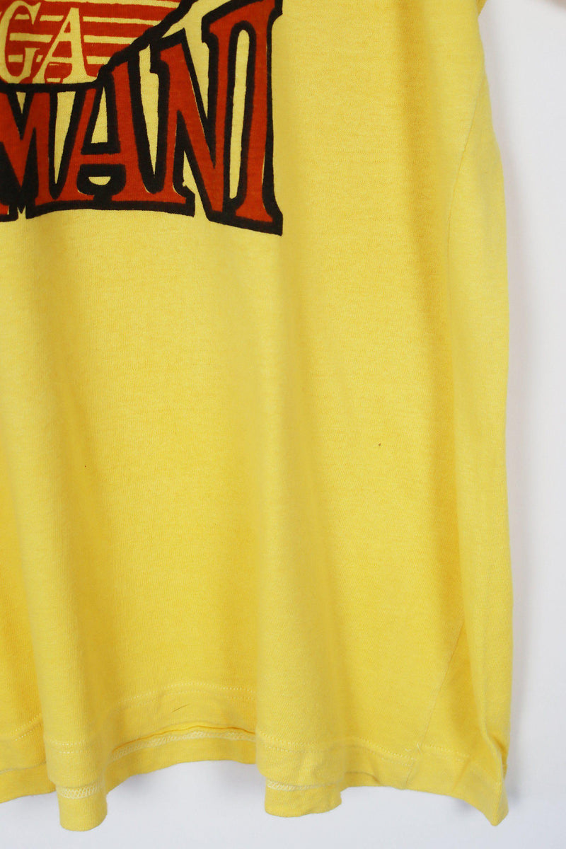 Vintage Emporio Armani Logo T-Shirt M - Yellow - ENDKICKS