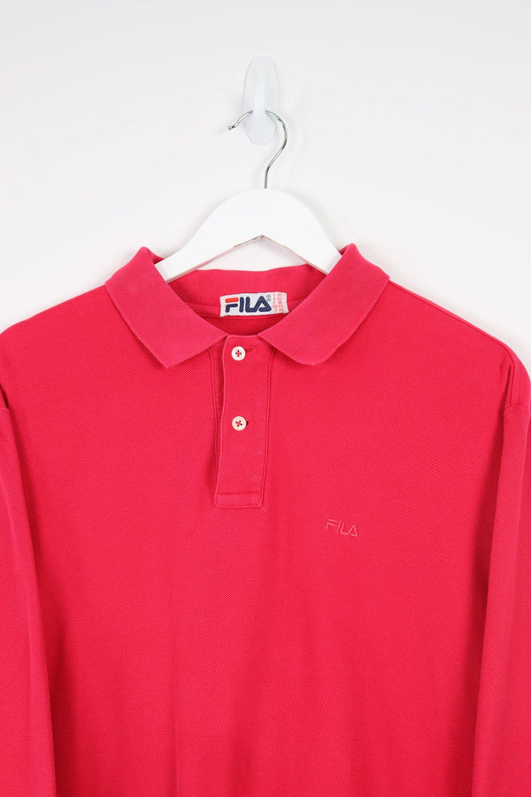 Vintage Fila Logo Polo Shirt L - Pink - ENDKICKS