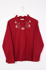 Vintage Flower Logo Sweatshirt (W) L - Red - ENDKICKS