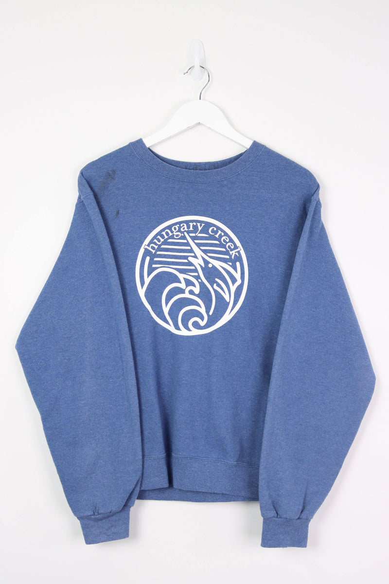 Vintage Hungary Creek Logo Sweatshirt S - Blue - ENDKICKS