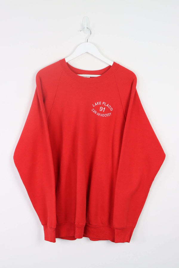 Vintage Lake Hockey 91 Logo Sweatshirt XXL - Red - ENDKICKS