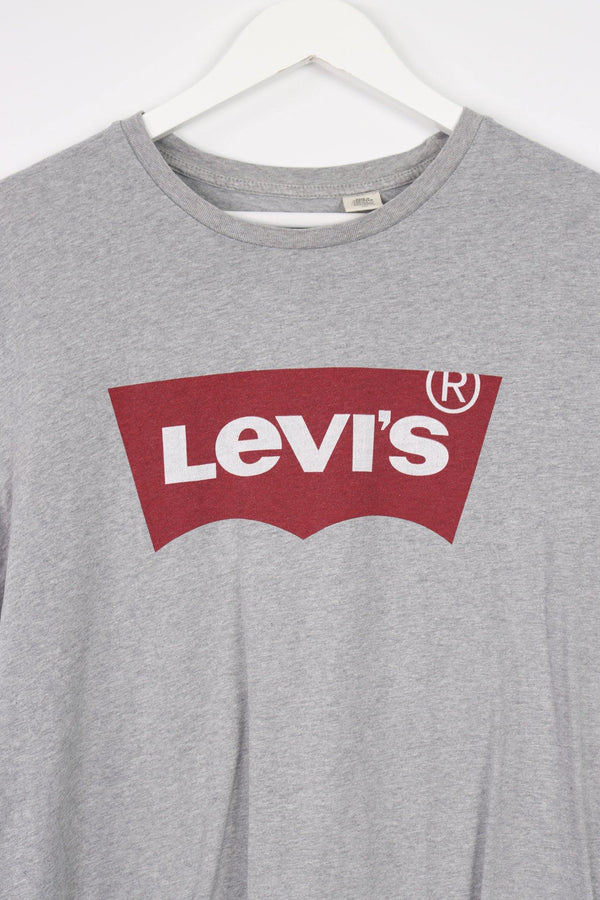 Vintage Levi's Logo T-Shirt L - Grey - ENDKICKS