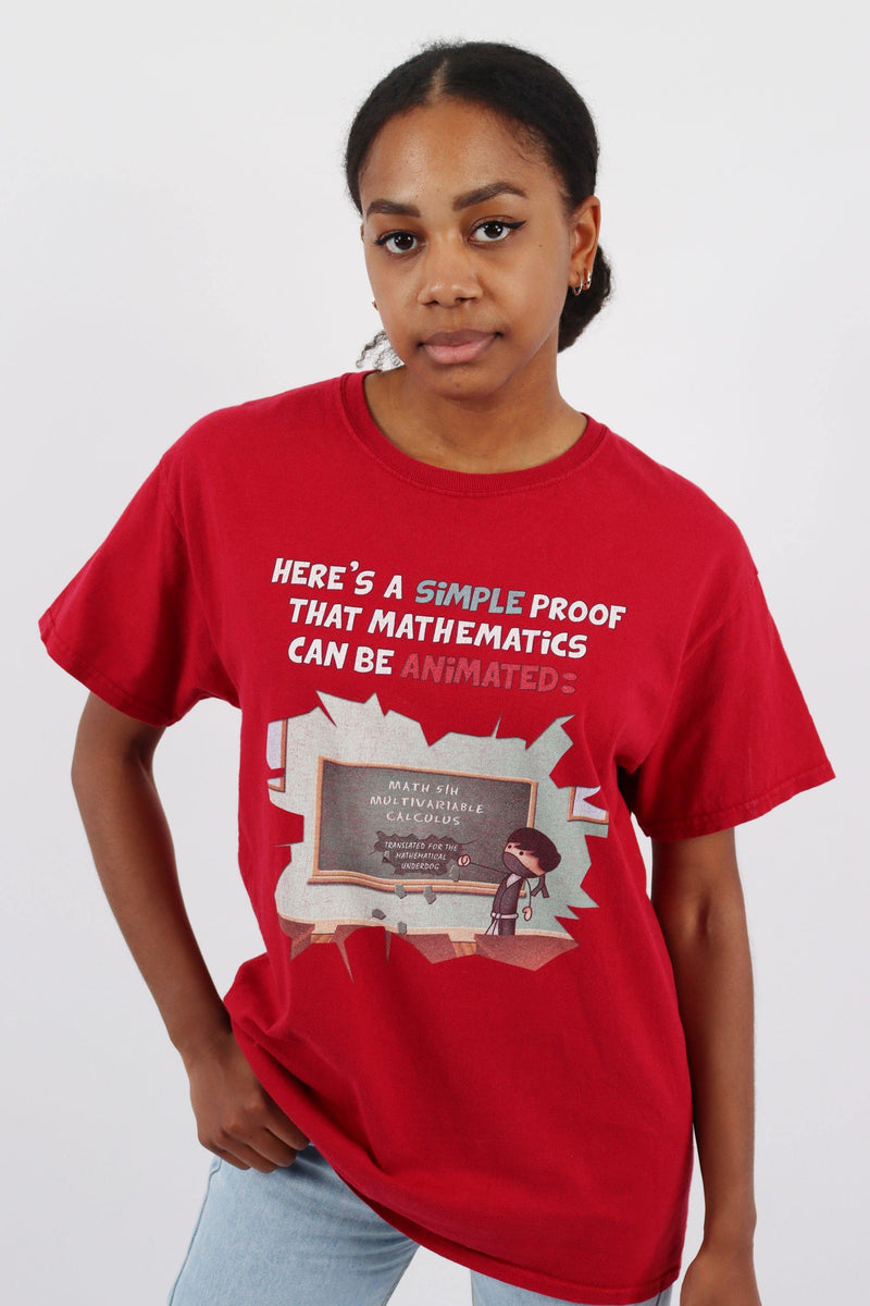 Vintage Mathematics Logo T-Shirt L - Red - ENDKICKS