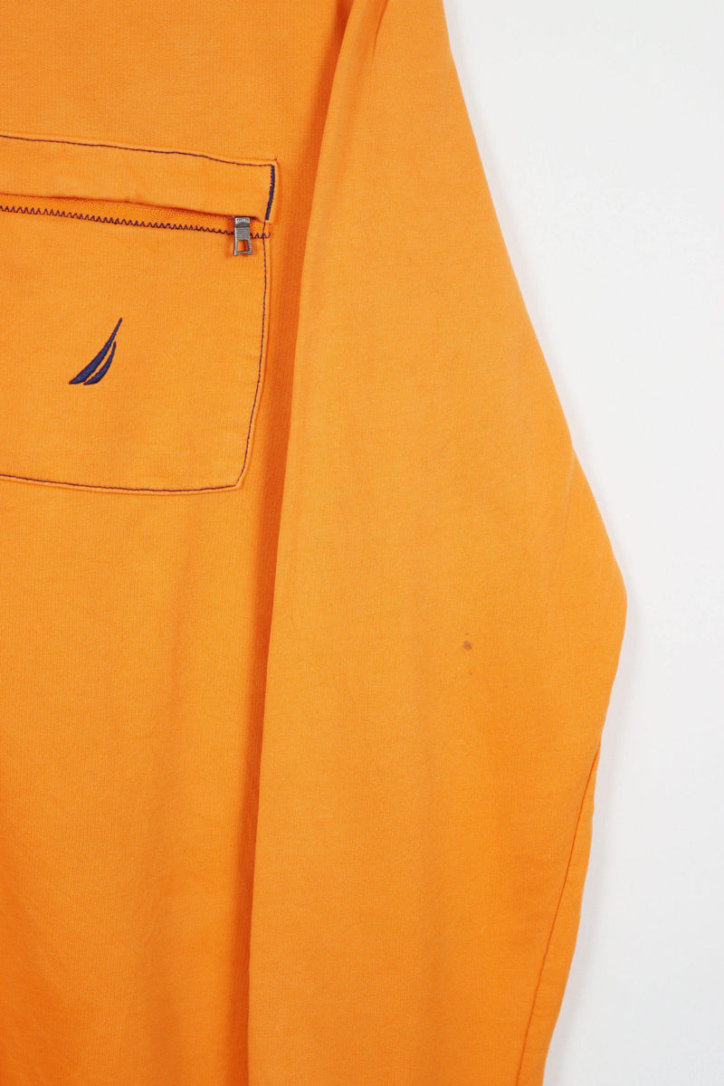 Vintage Nautica 1/4 Zip Sweatshirt M - Orange - ENDKICKS