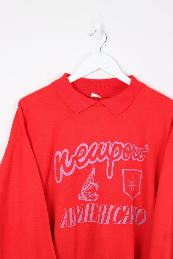 Vintage Newport Americano Logo Sweatshirt (W) L - Red - ENDKICKS
