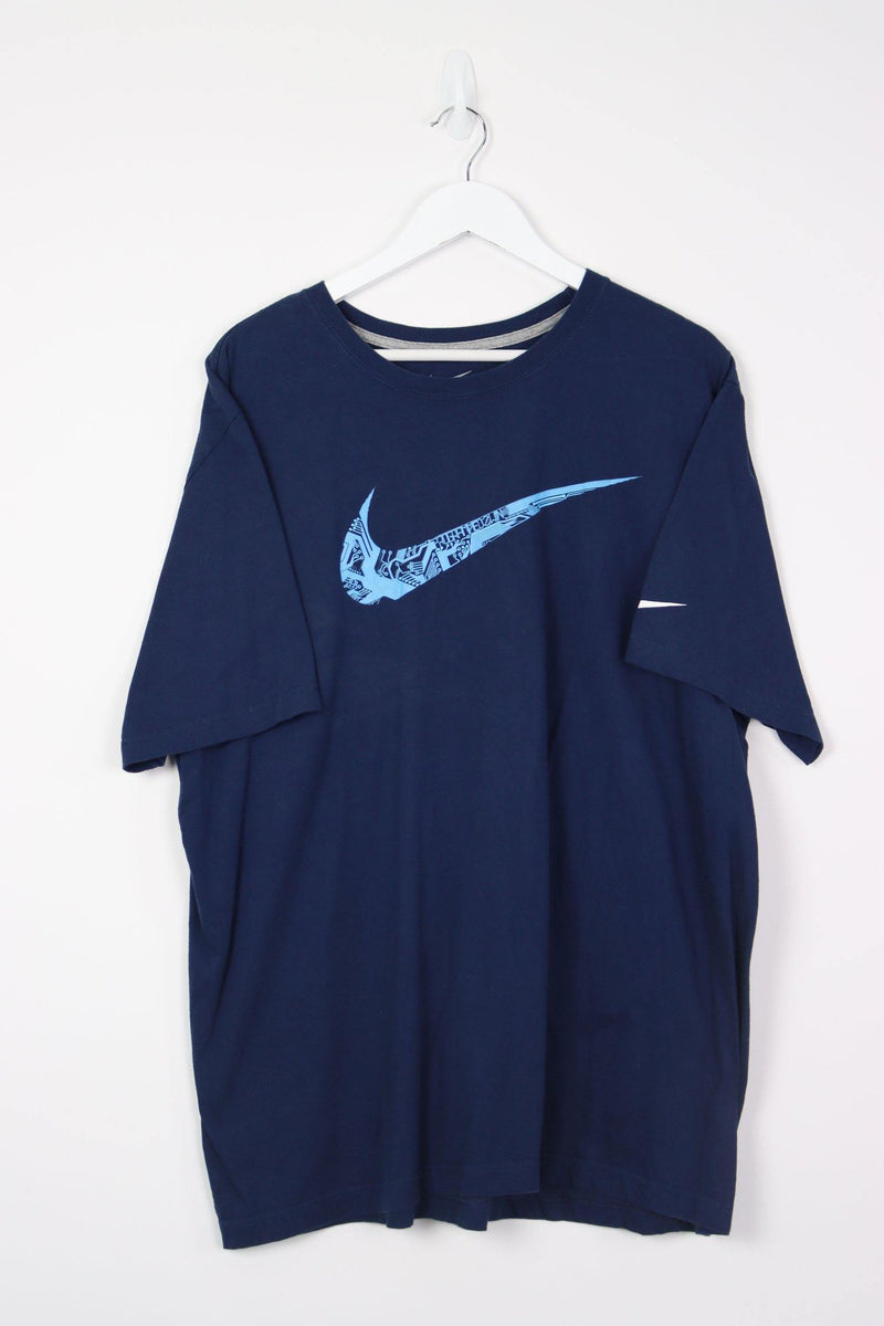 Vintage Nike Logo T-Shirt XXL - Blue - ENDKICKS