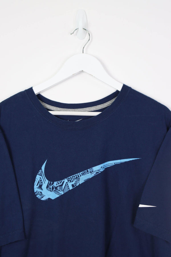 Vintage Nike Logo T-Shirt XXL - Blue - ENDKICKS