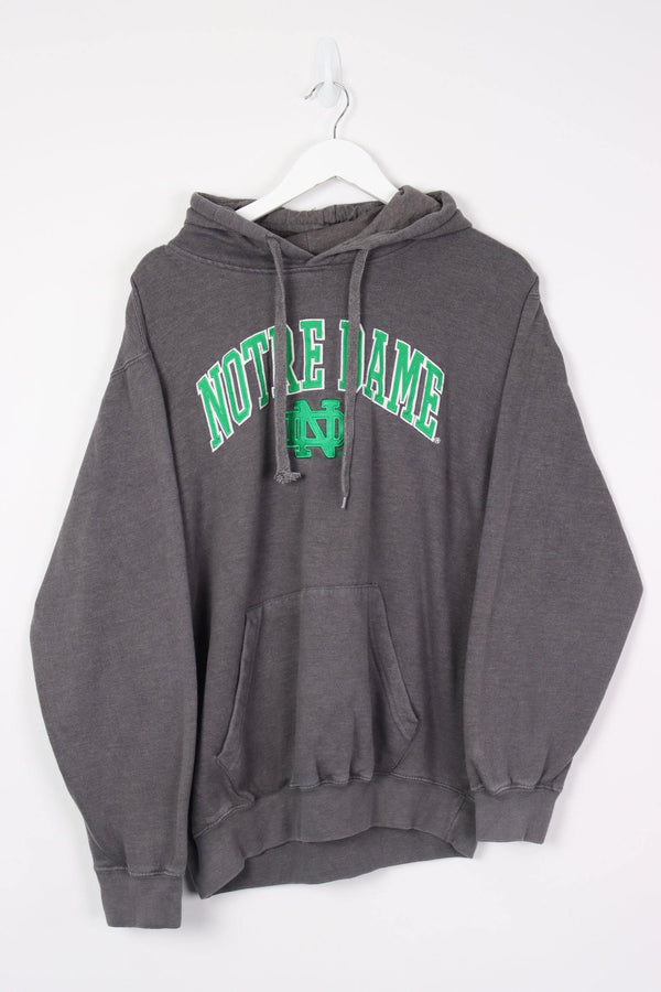 Vintage Notre Dame Logo Hoodie M - Grey - ENDKICKS