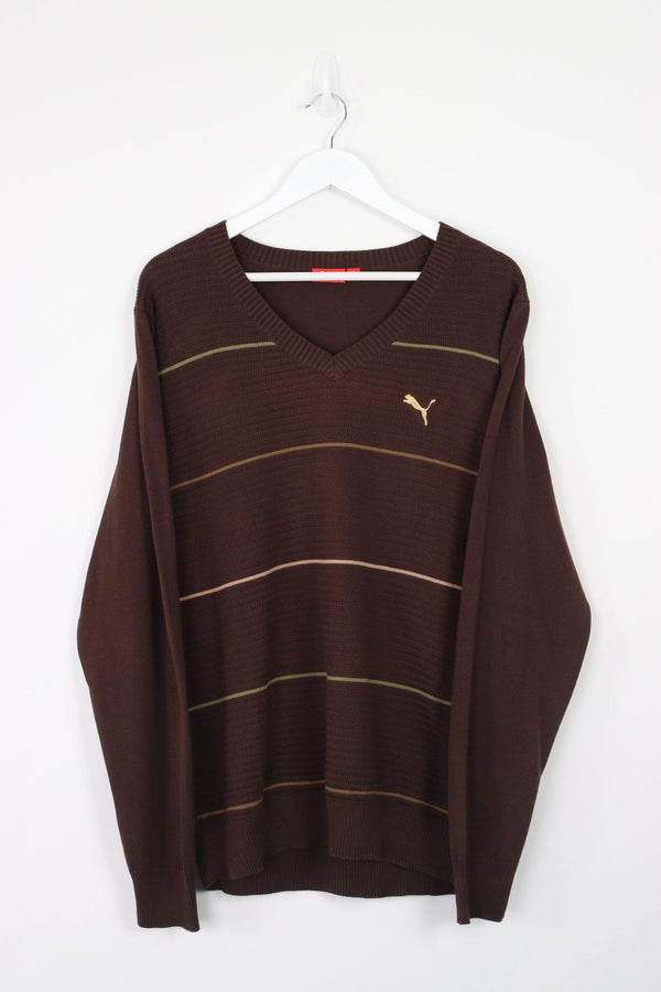 Vintage Puma Logo Sweatshirt XL - Brown - ENDKICKS