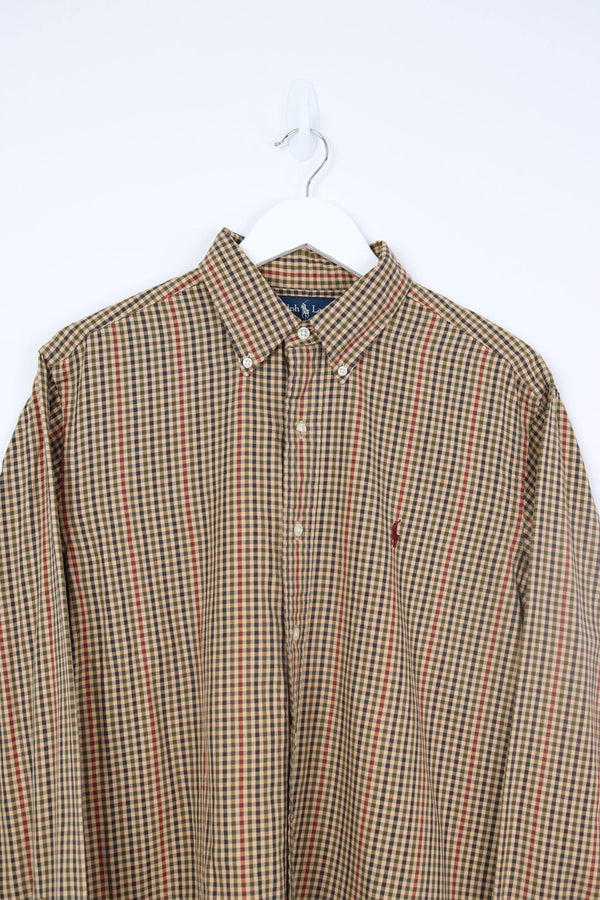 Vintage Ralph Lauren Logo Shirt L - Brown - ENDKICKS
