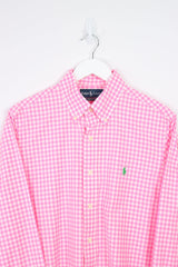 Vintage Ralph Lauren Logo Shirt M - Pink - ENDKICKS