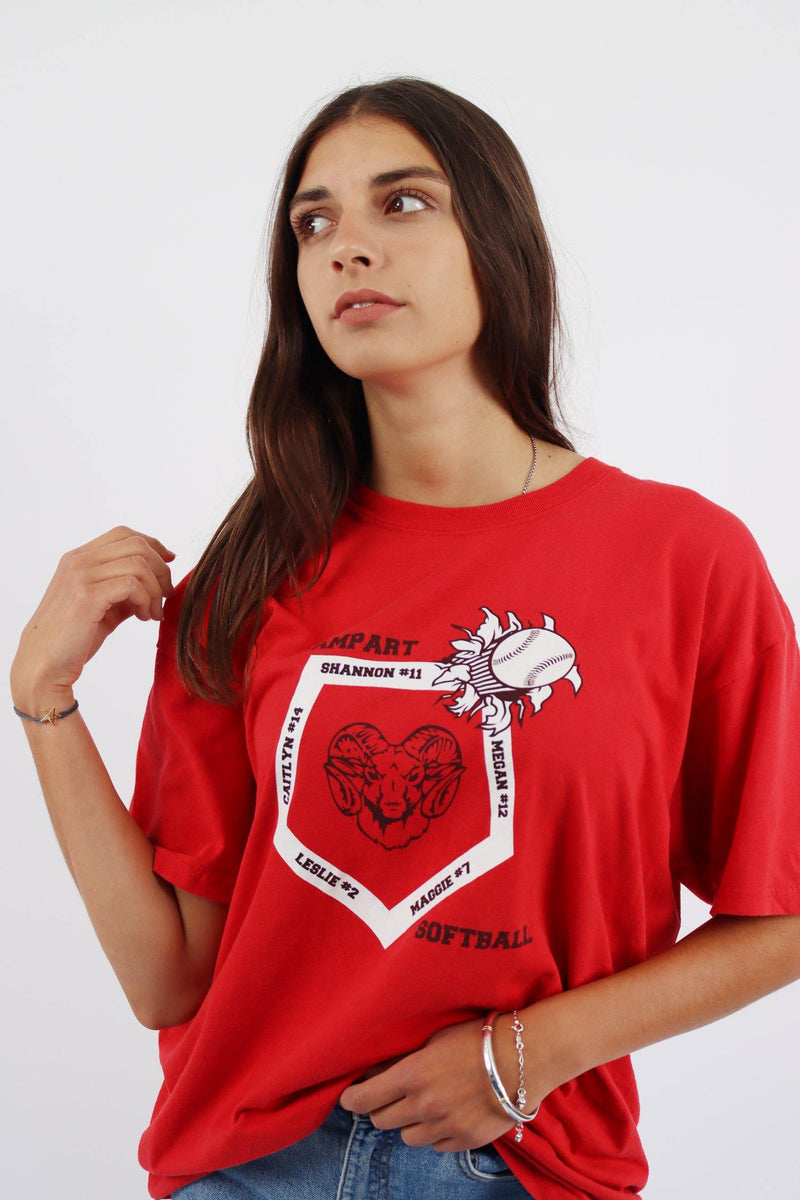 Vintage Rampart Softball T-Shirt XL - Red - ENDKICKS