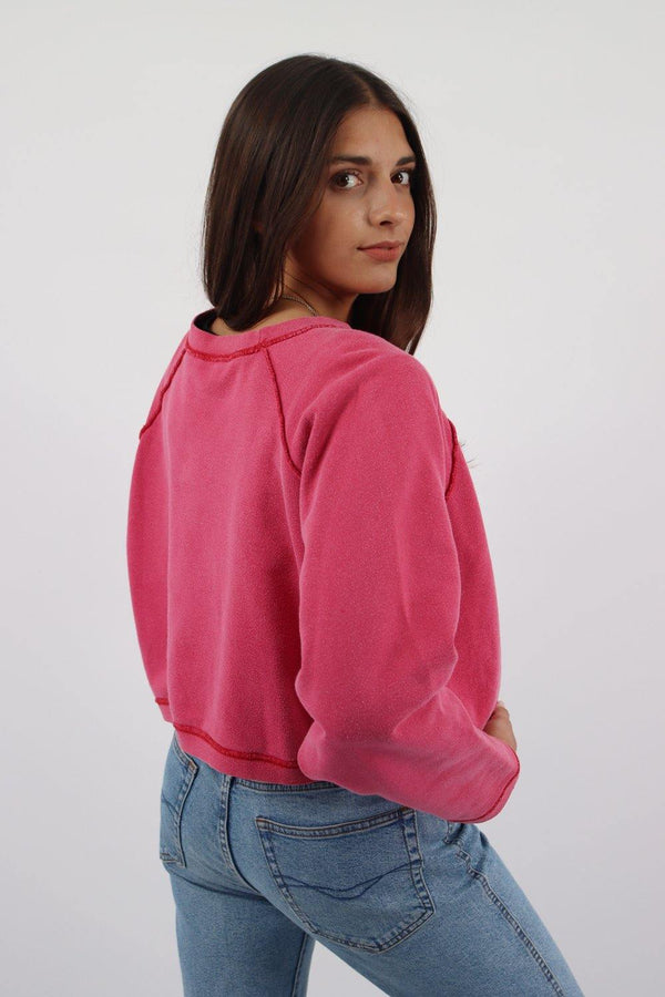 Vintage Reebok Crop Top Sweatshirt L - Pink - ENDKICKS