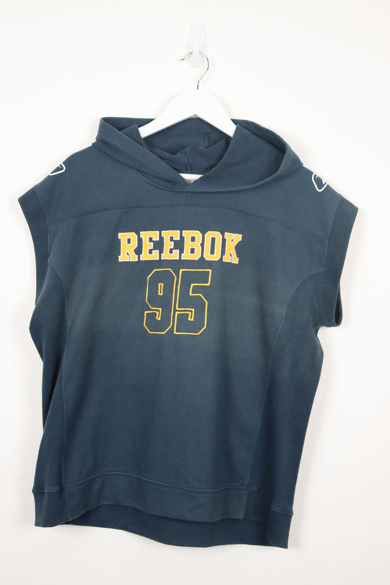 Vintage Reebok Logo Hoodie L - Blue - ENDKICKS