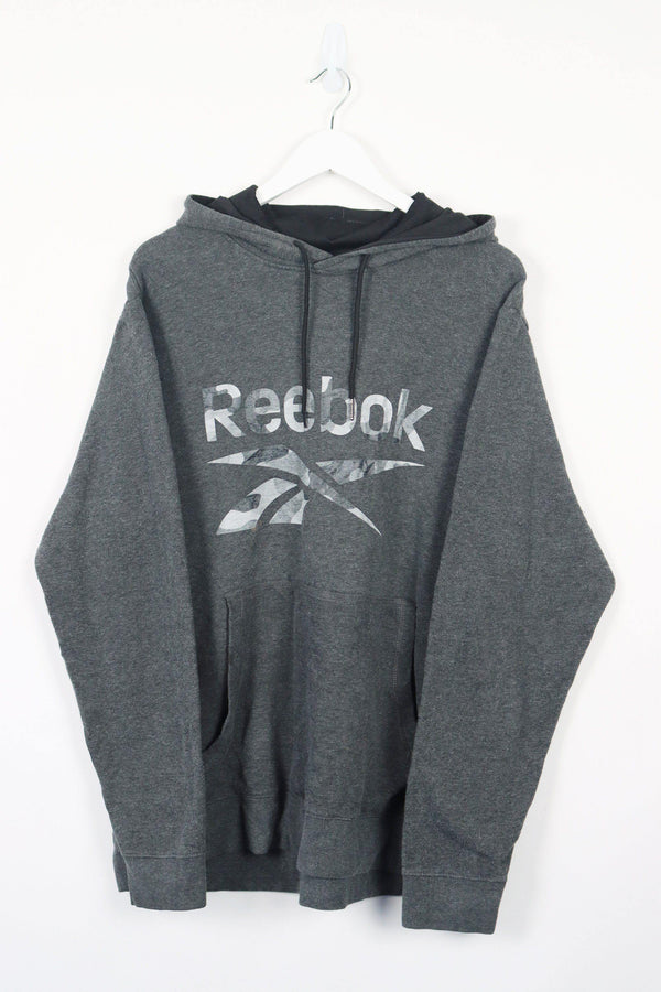 Vintage Reebok Logo Hoodie XL - Grey - ENDKICKS
