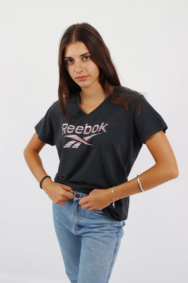 Vintage Reebok Logo T-Shirt L - Black - ENDKICKS