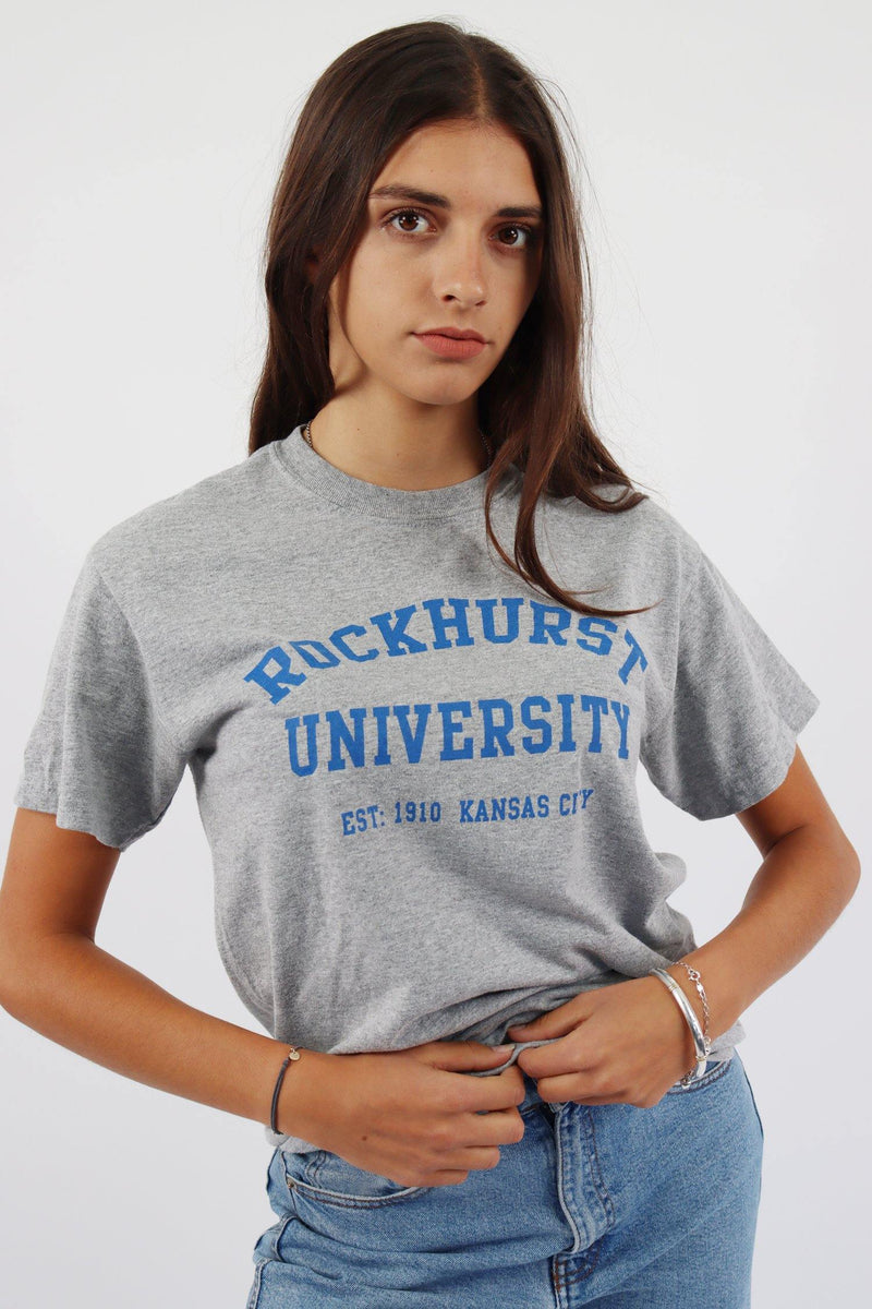 Vintage Rockhurst University T-Shirt S - Grey - ENDKICKS