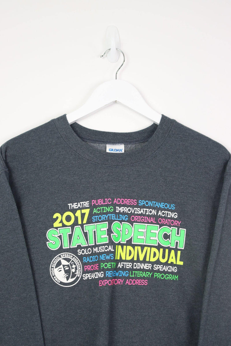 Vintage State Speech Logo Sweatshirt S - Grey - ENDKICKS