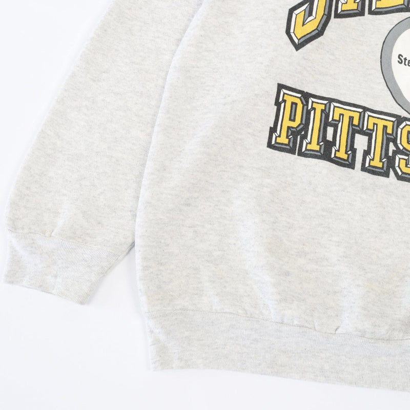 Vintage Steelers Logo Sweatshirt L - Grey - ENDKICKS