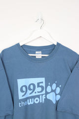 Vintage The Wolf Logo T-Shirt XXL - Blue - ENDKICKS