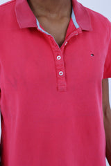 Vintage Tommy Hilfiger Logo Polo Shirt M - Pink - ENDKICKS