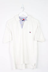 Vintage Tommy Hilfiger Logo Polo Shirt M - White - ENDKICKS