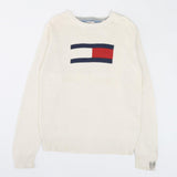 Vintage Tommy Hilfiger Logo Sweatshirt XL - Creme - ENDKICKS