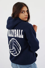 Vintage Volleyball Logo Hoodie M - Blue - ENDKICKS