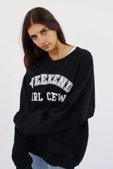 Vintage Weekend Girl Crew Sweatshirt XL - Black - ENDKICKS