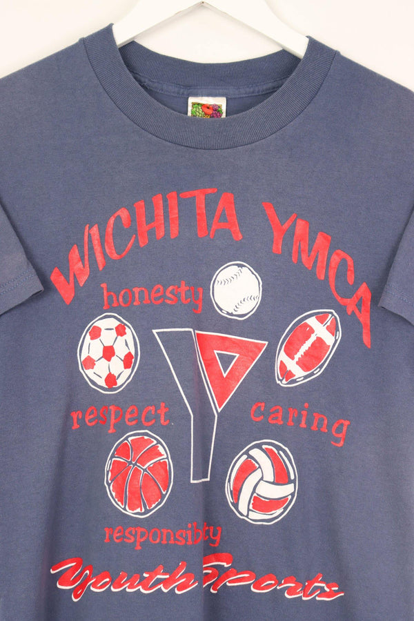 Vintage Wichita YMCA Logo T-Shirt S - Blue - ENDKICKS