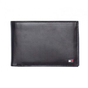 Tommy Hilfiger PORTEFEUILLE PLIABLE EN CUIR NOIR - 13X2X9,5CM